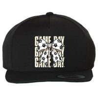 Coquette Bow Soccer Funny Game Day Soccer Wool Snapback Cap