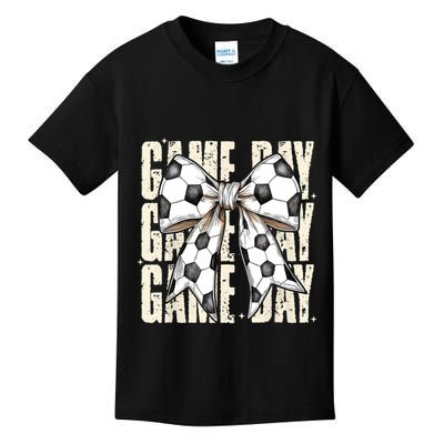 Coquette Bow Soccer Funny Game Day Soccer Kids T-Shirt
