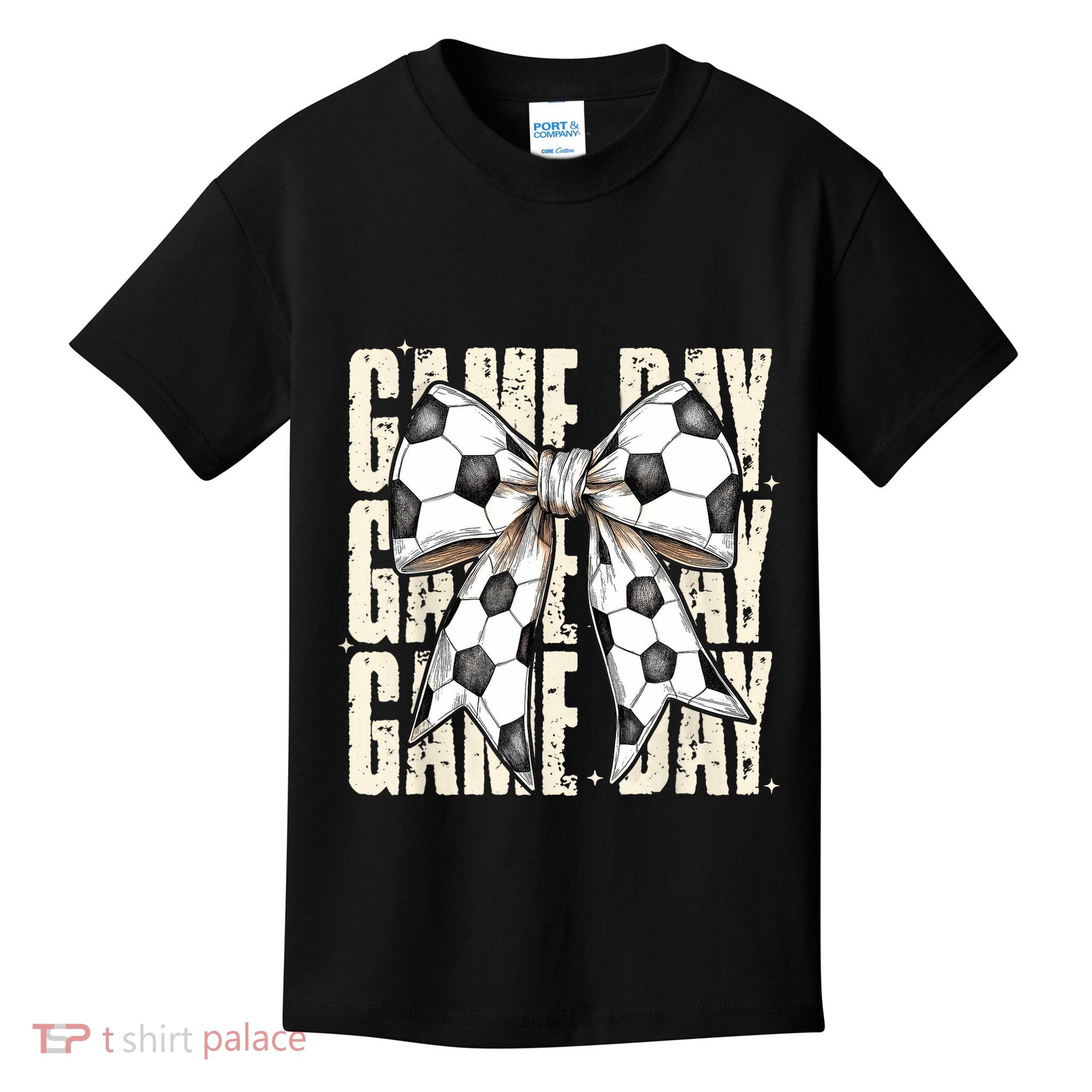 Coquette Bow Soccer Funny Game Day Soccer Kids T-Shirt