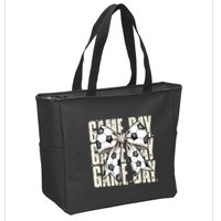Coquette Bow Soccer Funny Game Day Soccer Zip Tote Bag