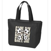 Coquette Bow Soccer Funny Game Day Soccer Zip Tote Bag