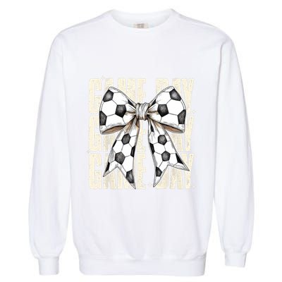 Coquette Bow Soccer Funny Game Day Soccer Garment-Dyed Sweatshirt