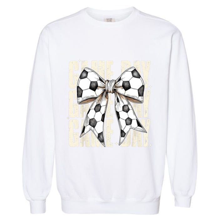 Coquette Bow Soccer Funny Game Day Soccer Garment-Dyed Sweatshirt