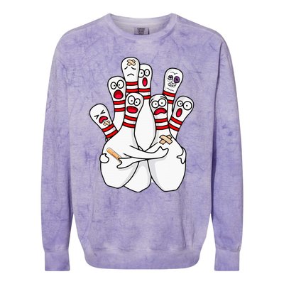 Cartoon Bowling Scared Bowling Pins Funny Sport Bowler Colorblast Crewneck Sweatshirt