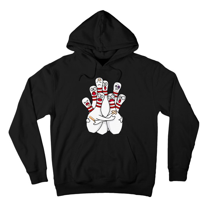 Cartoon Bowling Scared Bowling Pins Funny Sport Bowler Hoodie