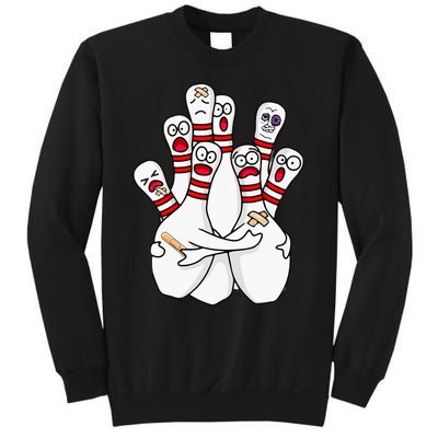 Cartoon Bowling Scared Bowling Pins Funny Sport Bowler Sweatshirt