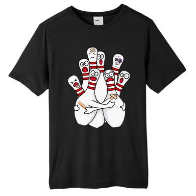 Cartoon Bowling Scared Bowling Pins Funny Sport Bowler Tall Fusion ChromaSoft Performance T-Shirt