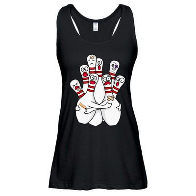 Cartoon Bowling Scared Bowling Pins Funny Sport Bowler Ladies Essential Flowy Tank