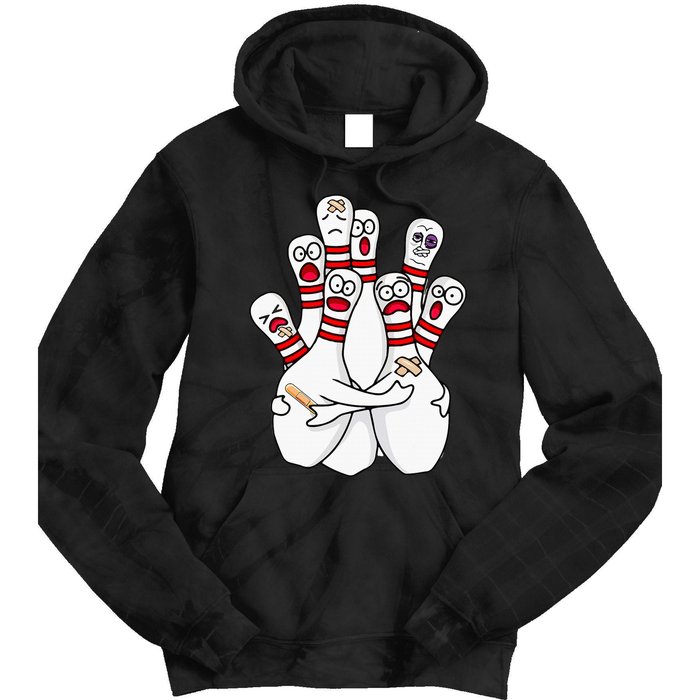 Cartoon Bowling Scared Bowling Pins Funny Sport Bowler Tie Dye Hoodie