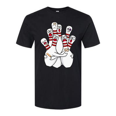 Cartoon Bowling Scared Bowling Pins Funny Sport Bowler Softstyle CVC T-Shirt