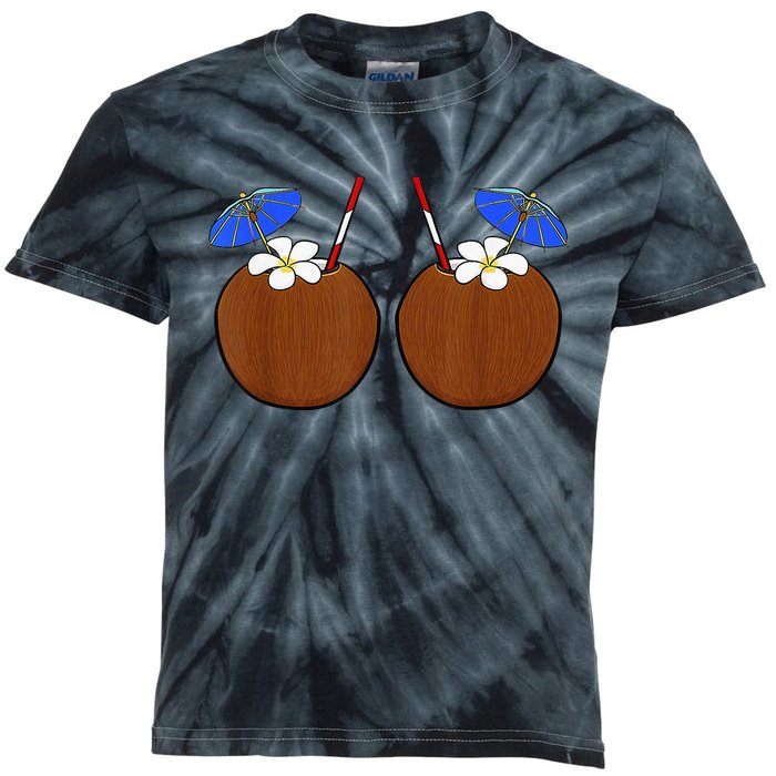 Coconut Bra Summer Season Swimming Beach Lover Kids Tie-Dye T-Shirt