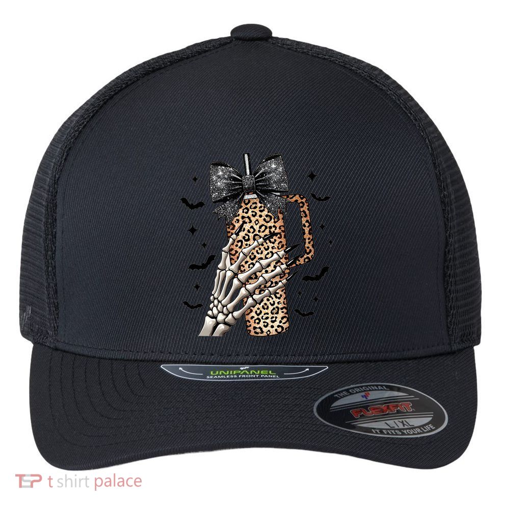 Coquette Bow Skeleton Bougie Flexfit Unipanel Trucker Cap