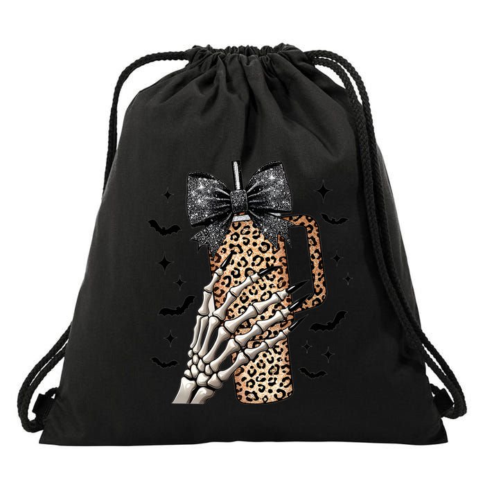 Coquette Bow Skeleton Bougie Drawstring Bag