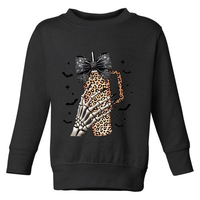 Coquette Bow Skeleton Bougie Toddler Sweatshirt