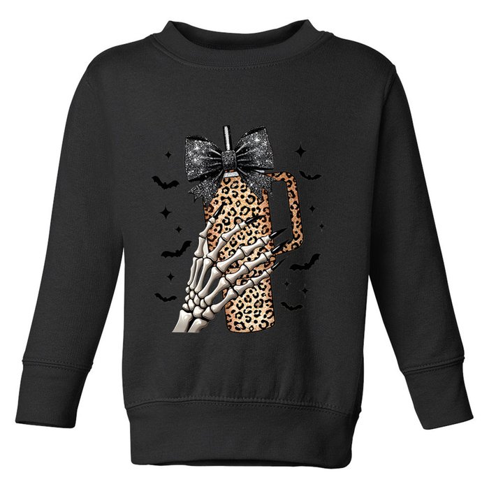 Coquette Bow Skeleton Bougie Toddler Sweatshirt