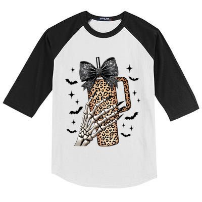 Coquette Bow Skeleton Bougie Kids Colorblock Raglan Jersey
