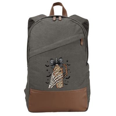 Coquette Bow Skeleton Bougie Cotton Canvas Backpack