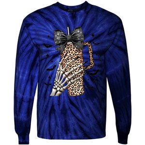 Coquette Bow Skeleton Bougie Tie-Dye Long Sleeve Shirt