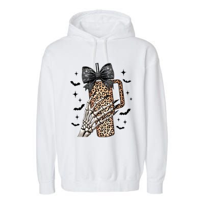 Coquette Bow Skeleton Bougie Garment-Dyed Fleece Hoodie