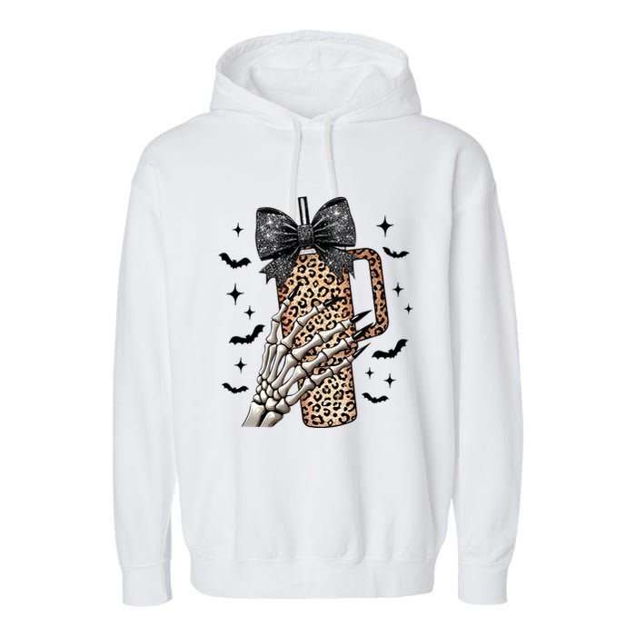 Coquette Bow Skeleton Bougie Garment-Dyed Fleece Hoodie