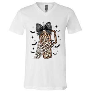 Coquette Bow Skeleton Bougie V-Neck T-Shirt