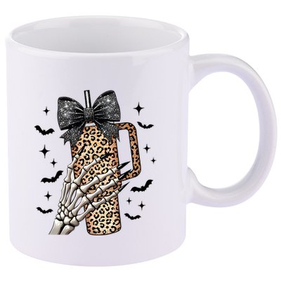 Coquette Bow Skeleton Bougie 11oz C Handle Ceramic Mug