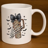 Coquette Bow Skeleton Bougie 11oz C Handle Ceramic Mug