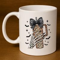 Coquette Bow Skeleton Bougie 11oz C Handle Ceramic Mug