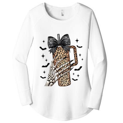 Coquette Bow Skeleton Bougie Women's Perfect Tri Tunic Long Sleeve Shirt