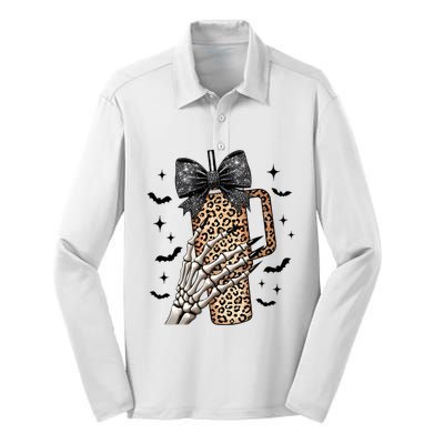 Coquette Bow Skeleton Bougie Silk Touch Performance Long Sleeve Polo