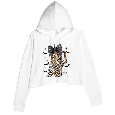 Coquette Bow Skeleton Bougie Crop Fleece Hoodie