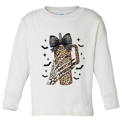 Coquette Bow Skeleton Bougie Toddler Long Sleeve Shirt
