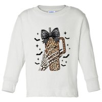 Coquette Bow Skeleton Bougie Toddler Long Sleeve Shirt