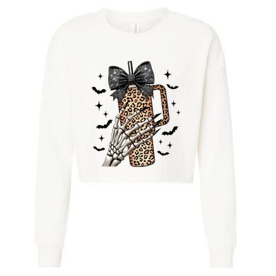 Coquette Bow Skeleton Bougie Cropped Pullover Crew