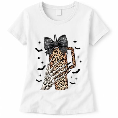 Coquette Bow Skeleton Bougie Womens T-Shirt