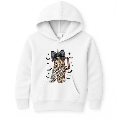 Coquette Bow Skeleton Bougie Kids Hoodie
