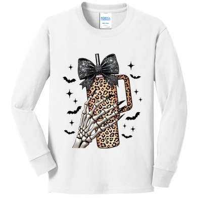 Coquette Bow Skeleton Bougie Kids Long Sleeve Shirt