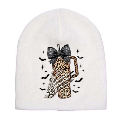 Coquette Bow Skeleton Bougie Short Acrylic Beanie