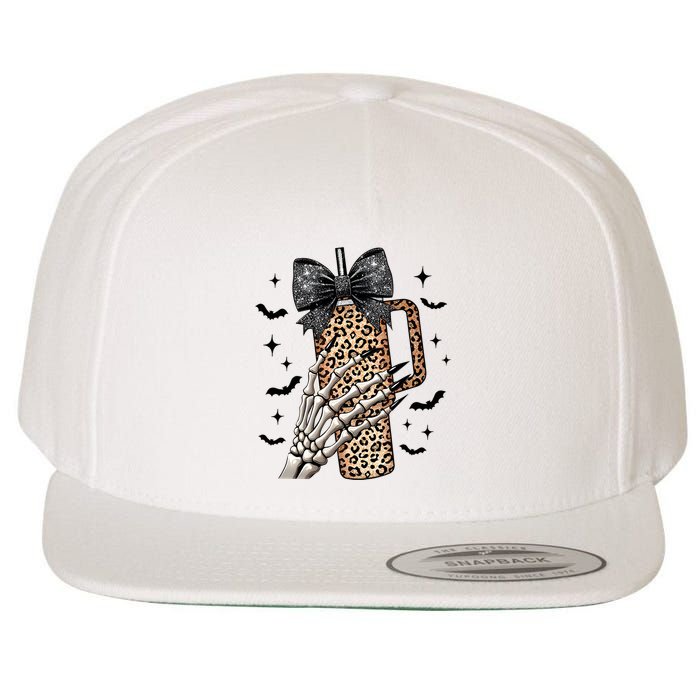 Coquette Bow Skeleton Bougie Wool Snapback Cap