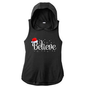 Christmas Believe Santa Claus Believe Christmas Ladies PosiCharge Tri-Blend Wicking Draft Hoodie Tank