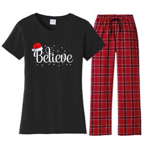 Christmas Believe Santa Claus Believe Christmas Women's Flannel Pajama Set