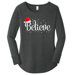 Christmas Believe Santa Claus Believe Christmas Women's Perfect Tri Tunic Long Sleeve Shirt