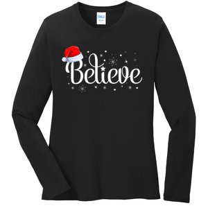 Christmas Believe Santa Claus Believe Christmas Ladies Long Sleeve Shirt