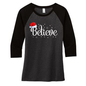 Christmas Believe Santa Claus Believe Christmas Women's Tri-Blend 3/4-Sleeve Raglan Shirt