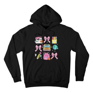 Coquette Bow Student Teacher Happy First Day Back To School Hoodie