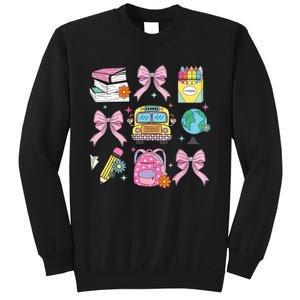 Coquette Bow Student Teacher Happy First Day Back To School Sweatshirt