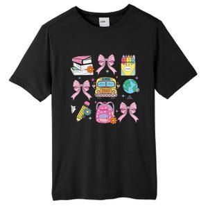 Coquette Bow Student Teacher Happy First Day Back To School Tall Fusion ChromaSoft Performance T-Shirt