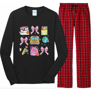 Coquette Bow Student Teacher Happy First Day Back To School Long Sleeve Pajama Set