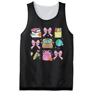 Coquette Bow Student Teacher Happy First Day Back To School Mesh Reversible Basketball Jersey Tank