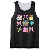 Coquette Bow Student Teacher Happy First Day Back To School Mesh Reversible Basketball Jersey Tank